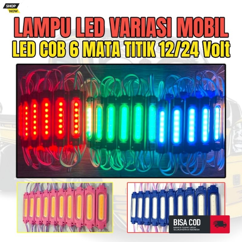 Lampu Samping Kolong Bak Variasi LED COB 6 Mata Titik 6 Mobil Truk Truck Pick Up Pik Up 12/24 Volt