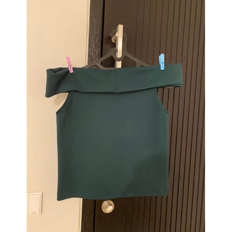 Atasan Sabrina Scuba Hijau Wanita OBRAL SALE