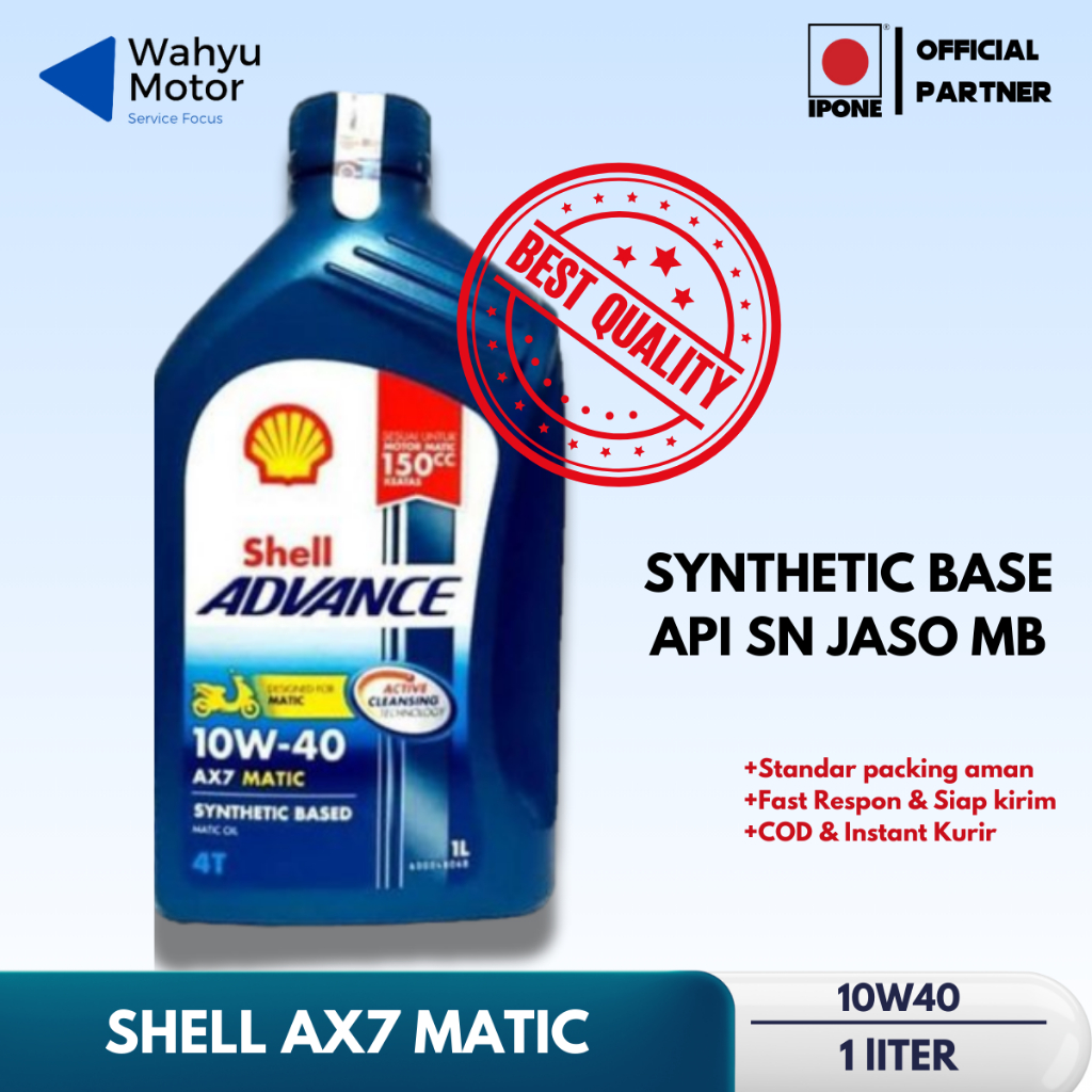 Oli Shell advance AX7 Scooter Matic 10W40 1L Oli Motor Nmax Aerox PCX ADV
