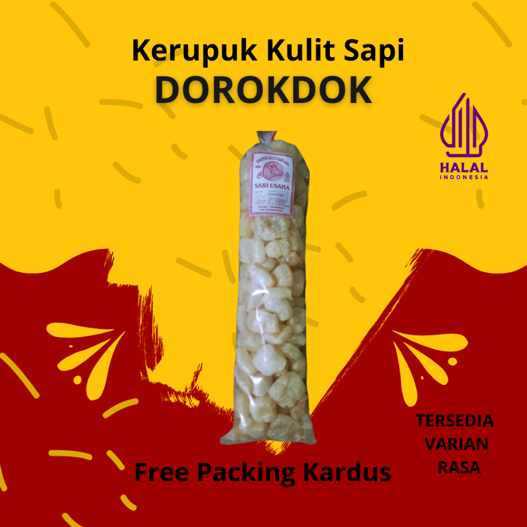 

Kerupuk Kulit Sapi Dorokdok Rambak Krupuk Asli Halal Aneka Rasa Original Gurih Renyah 150 GR