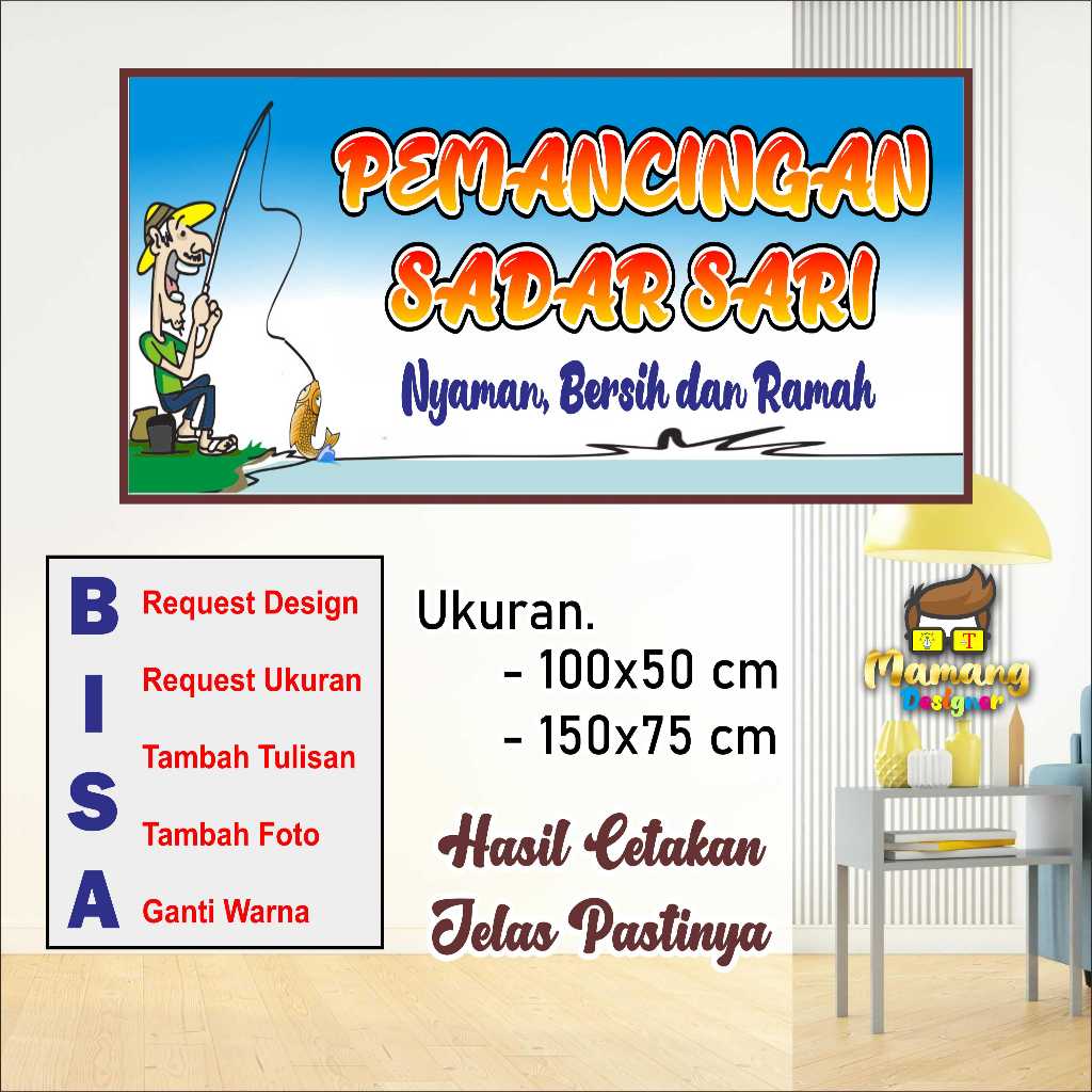 Custom Banner Spanduk MMT Untuk Tempat Pemancingan Ikan Bagus Murah bb