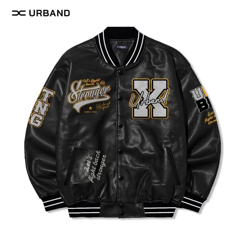 Jaket Varsity Pria Kulit Sintetis/Jaket Baseball kulit Sintetis/Jaket Bomber New