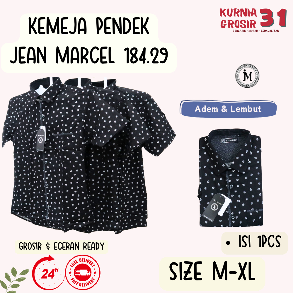 Kemeja Lengan PENDEK JEAN MARCEL 184.29 Slim Fit / Hem Kerja Kantor / Pakaian Formal Cowok