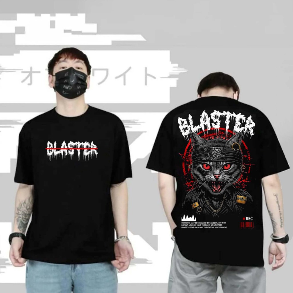 BAJU KAOS DISTRO BERMOTIF KUCING CAT BLASTER/KAOS KUCINNG MATA MERAH/KAOS MOTIF KUCING KEKINIAN/KAOS