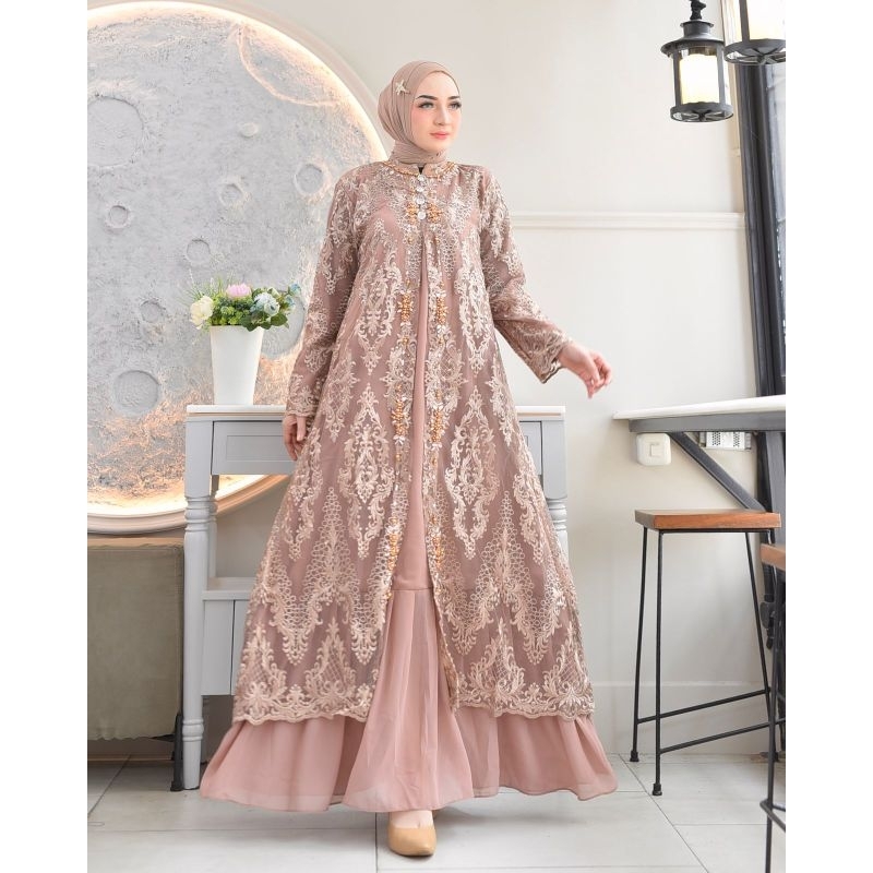 SM Kebaya / Kebaya Gamis Sakura Payet Mewah Model Terbaru / Gamis Pesta Modern / Dress Kekinian / Ke