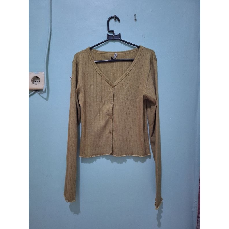 (Preloved) COLORBOX Cardigan Rib Green | Cardigan COLORBOX