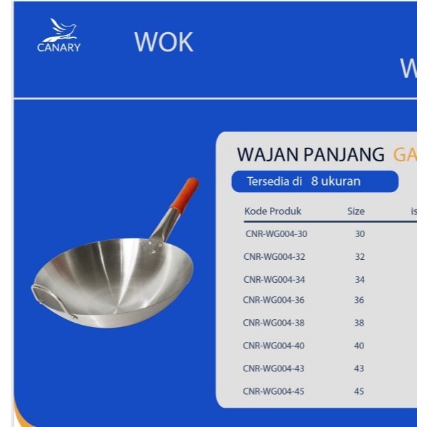 Canary Wajan Penggorengan 40CM Stainless Gagang Kayu Wajan Nasi Goreng 40Cm