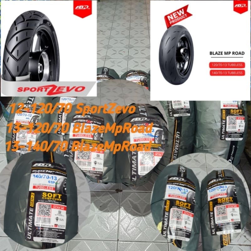 Ban Luar Tubeles FDR SPORT ZEVO & FDR BLAZE MP ROAD Ring 12 / 13 || 120/70-12 || 130/70-12 || 120/70