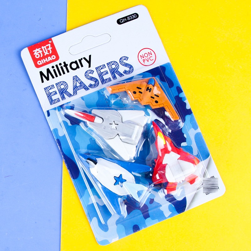 

8330 Set penghapus karakter pesawat jet tempur hobi sensory play bongkar pasang stationery