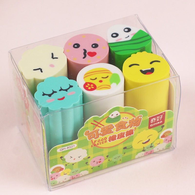 

8521 Set penghapus potong karakter emoji makanan cute sensory play bongkar pasang stationery