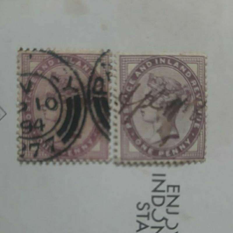 

Perangko Inggris Queen Victoria 1881 One penny set 2 prangko