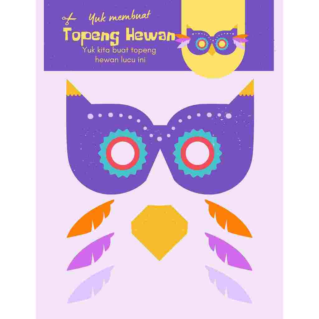 Printable Worksheet Aktivitas Gunting Tempel - Topeng Hewan untuk anak balita