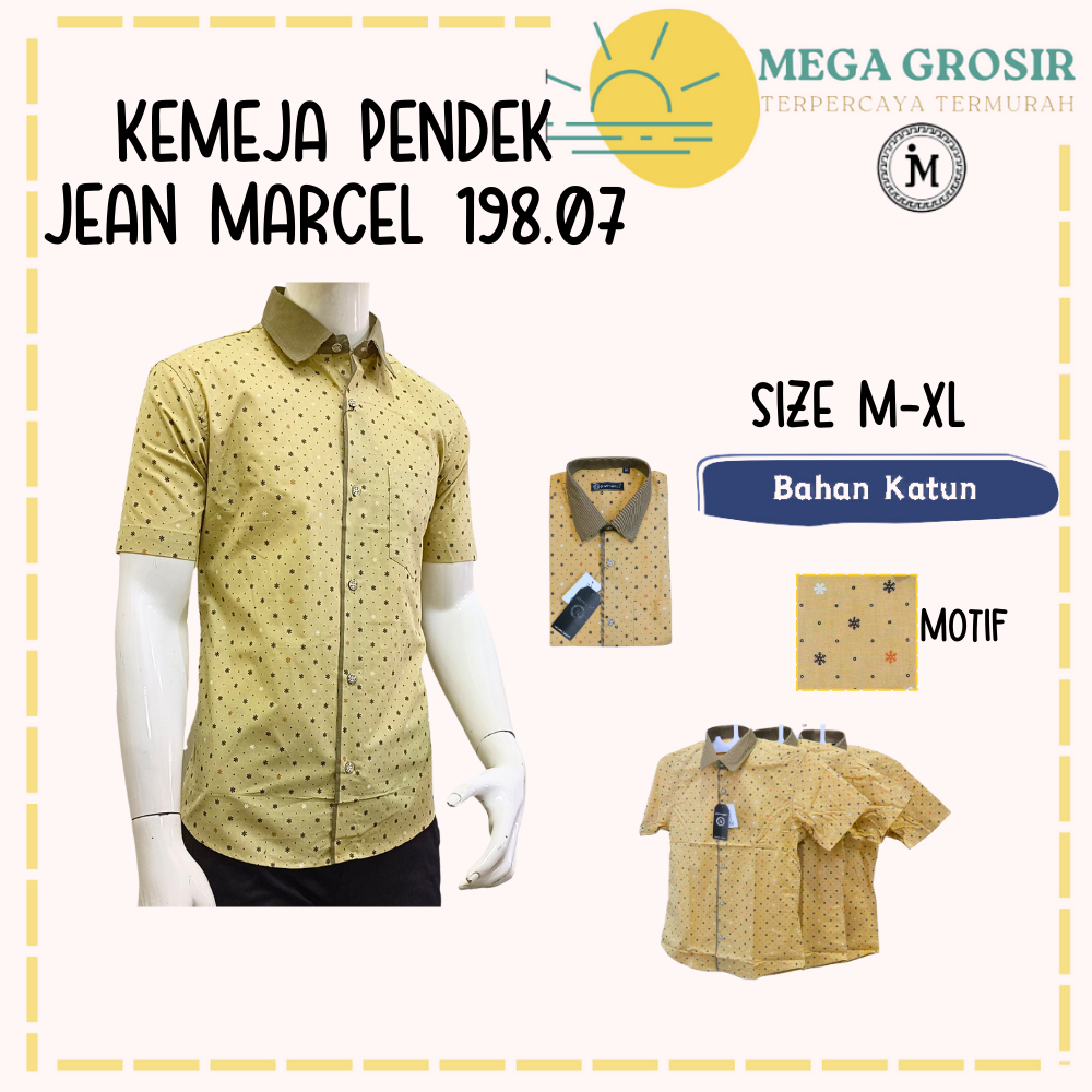 Kemeja Lengan PENDEK JEAN MARCEL 198.07 Slim Fit / Hem Kerja Kantor / Pakaian Formal Cowok