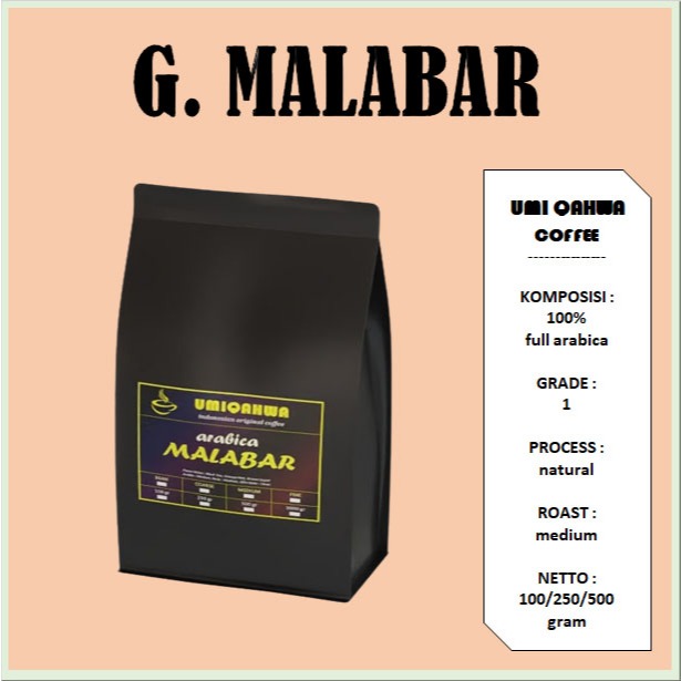 

Kopi MALABAR Arabica 100/250/500 Gram Kopi Murni G1 UMI QAHWA