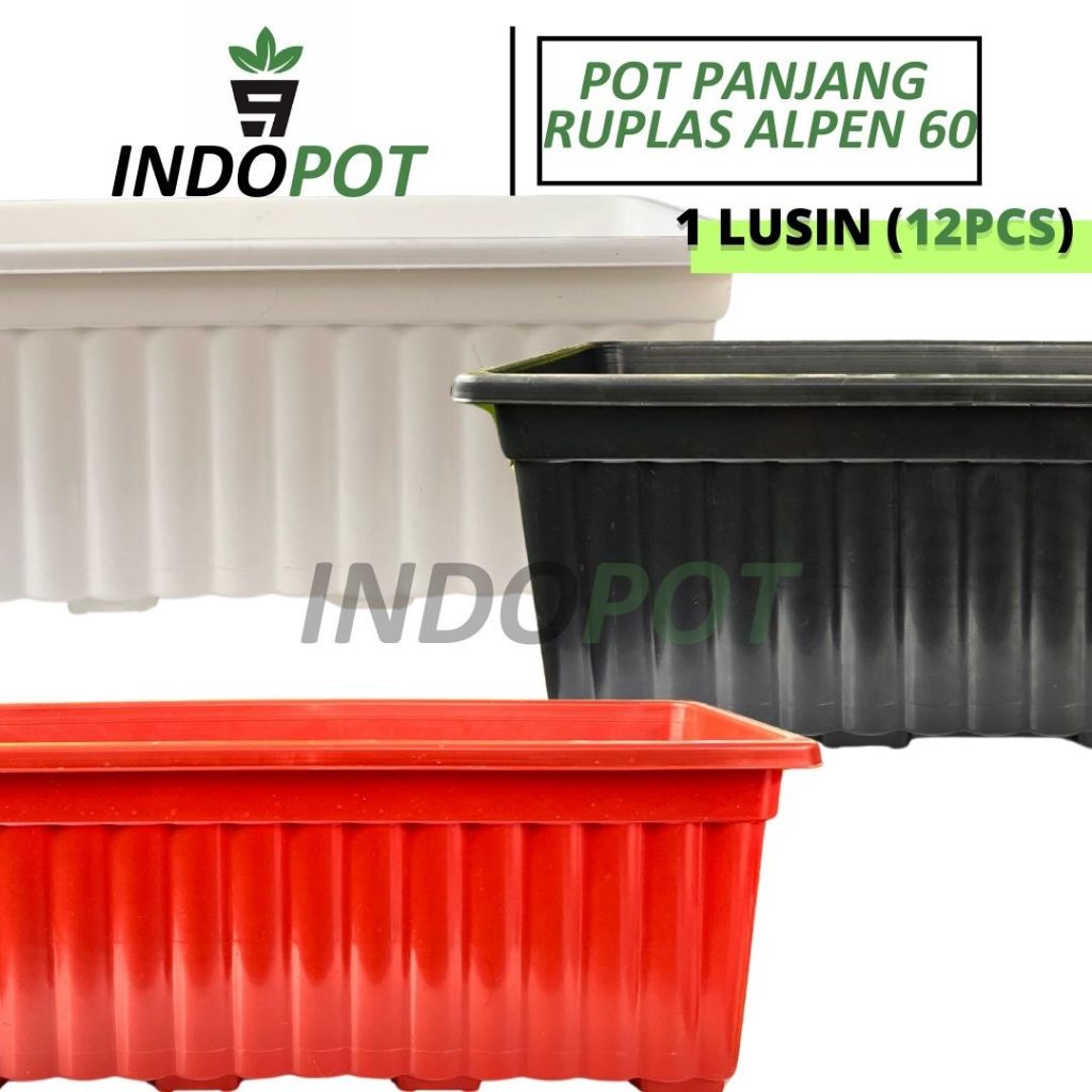 (12 PCS) Pot Panjang Ruplas Alpen 60 Cm Segi Empat Panjang Bahan Tebal