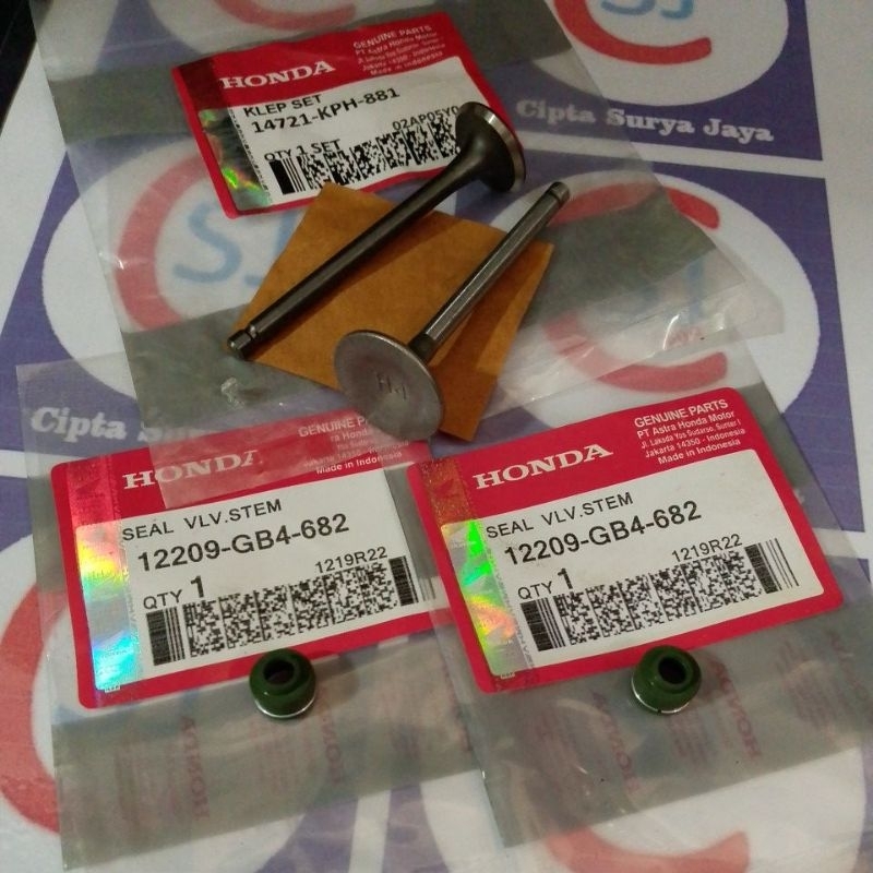 KLEP SET PAYUNG KLEP IN/EX KPH + 2PCS SEAL KLEP ORIGINAL AHM GB4, KHARISMA,KIARANA,SUPRA X 125 2005,
