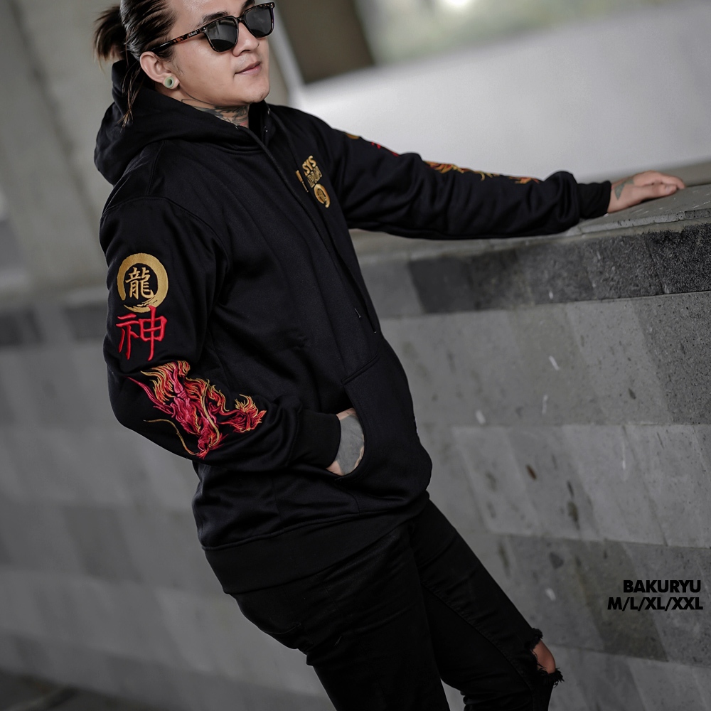 READY STOCK BOSSQUEXHEXSYS- RYUSHIDEN HOODIE BORDIR HOODIE PRIA MEMPHIS ANIME SWEATER PRIA SUKAJAN