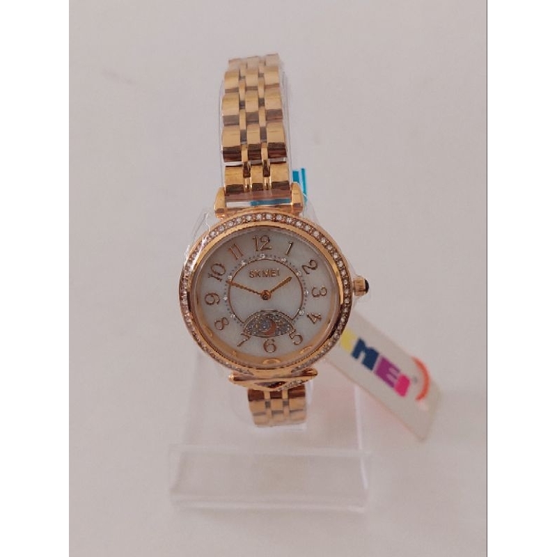 Jam Tangan Cewek Rantai SKMEI Bulat Gold RoseGold Jam Tangan Woman Ori