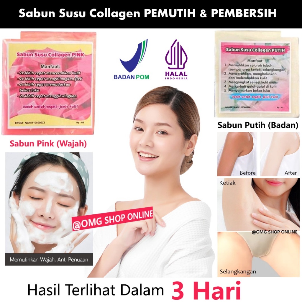 TERMURAH !!! 1 Pcs Sabun Susu Collagen Pink Putih BPOM Viral / Sabun Pemutih Kulit Ketiak Selangkang