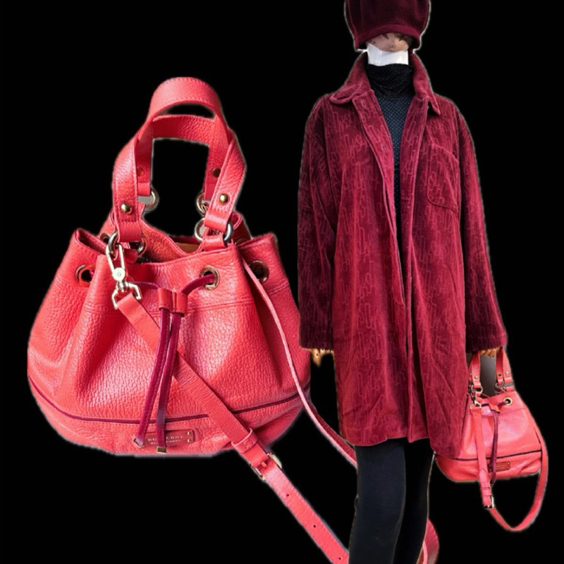 preloved tas bucket burber** serut blue label original ori auth PL kulit asli