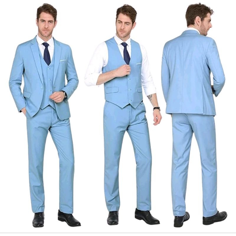 Setelan 3in1 Jas Blazer Pria Slimfit Korea / Setelan Blazer Jas Rompi Celana Kekinian /One Set Jas P