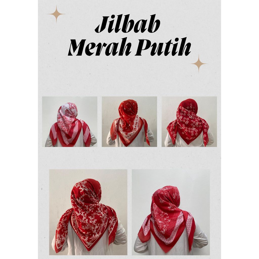 JILBAB MERAH PUTIH / JILBAB MERAH PUTIH MOTIF / AKSESORIS PEREMPUAN