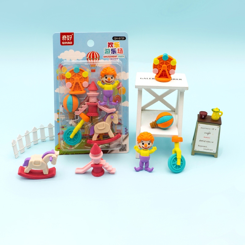 

8739 Set penghapus karakter sirkus badut lucu sensory play bongkar pasang stationery