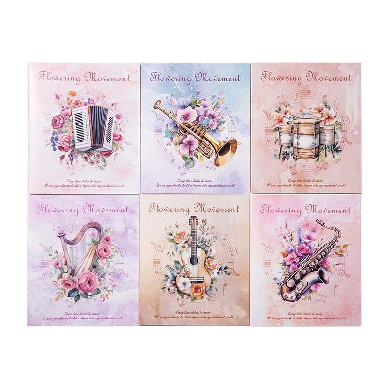 

(1EF) sticker transparan motif alat musik gitar harpa drum bunga flower instrument journaling