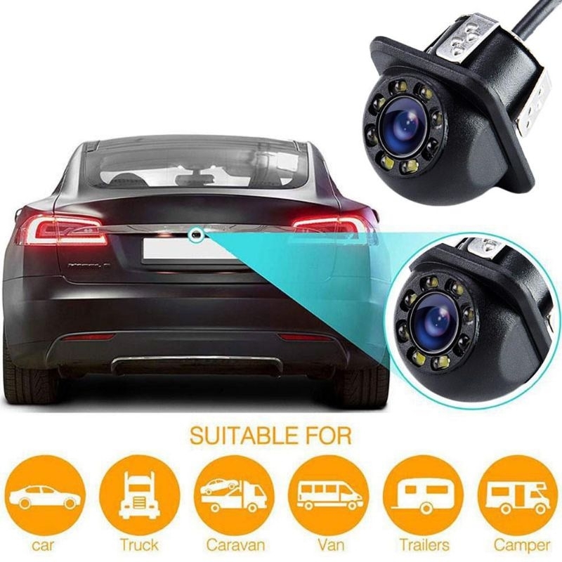 kamera mundur parkir mobil 8 led infrared dengan kualitas HD set dengan kabel kabelnya