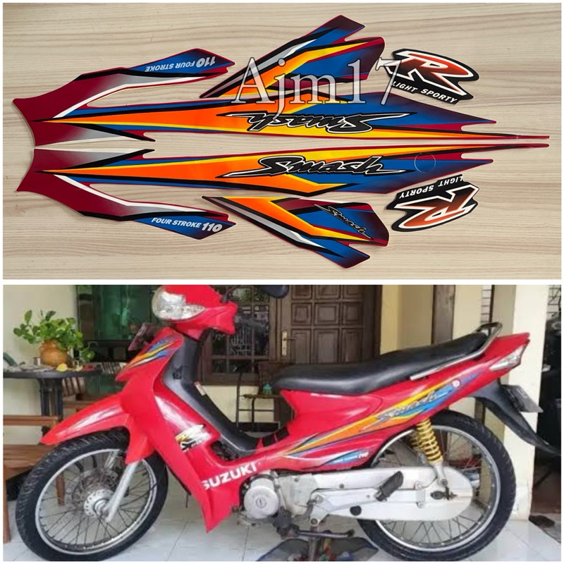STIKER STRIPING MOTOR SMASH 2003 MERAH