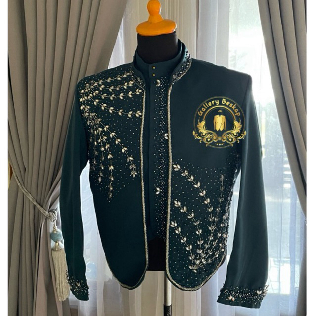 Beskap pengantin/ beskap solo/ beskap jawa/ hewes warna biru emerald