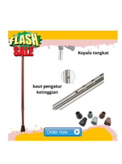 Craneyyeye Tongkat Orang Tua Lipat Kaki 1 Tongkat Jalan Lansia Manula Stroke Patah Kaki Tongkat