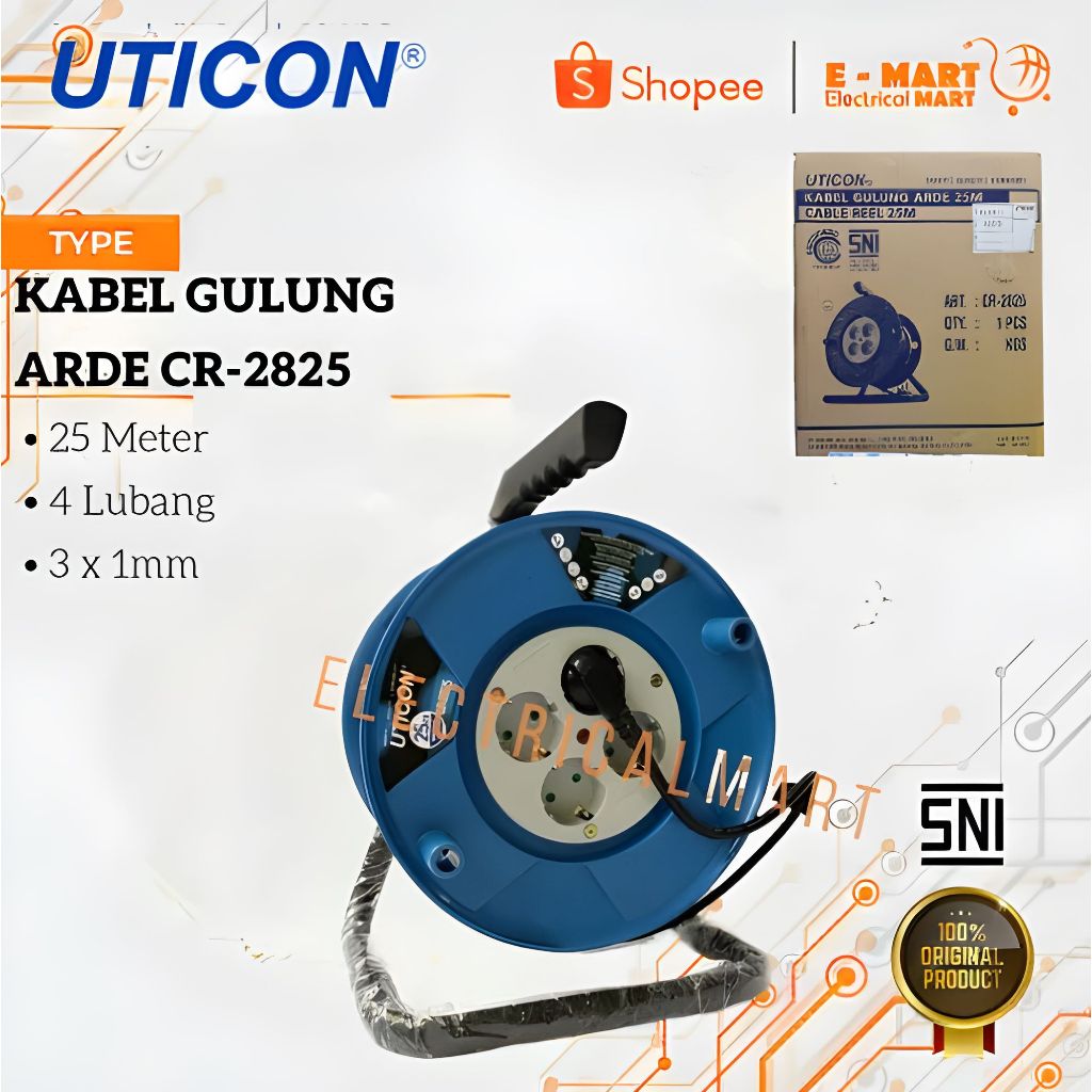 UTICON Kabel Roll 25m SNI / Kabel Gulung Arde CR- 2825 25 meter