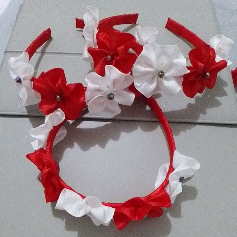 Bando Merah Putih / Bando Edisi Hari Kemerdekaan / Bando Bunga Mutiara