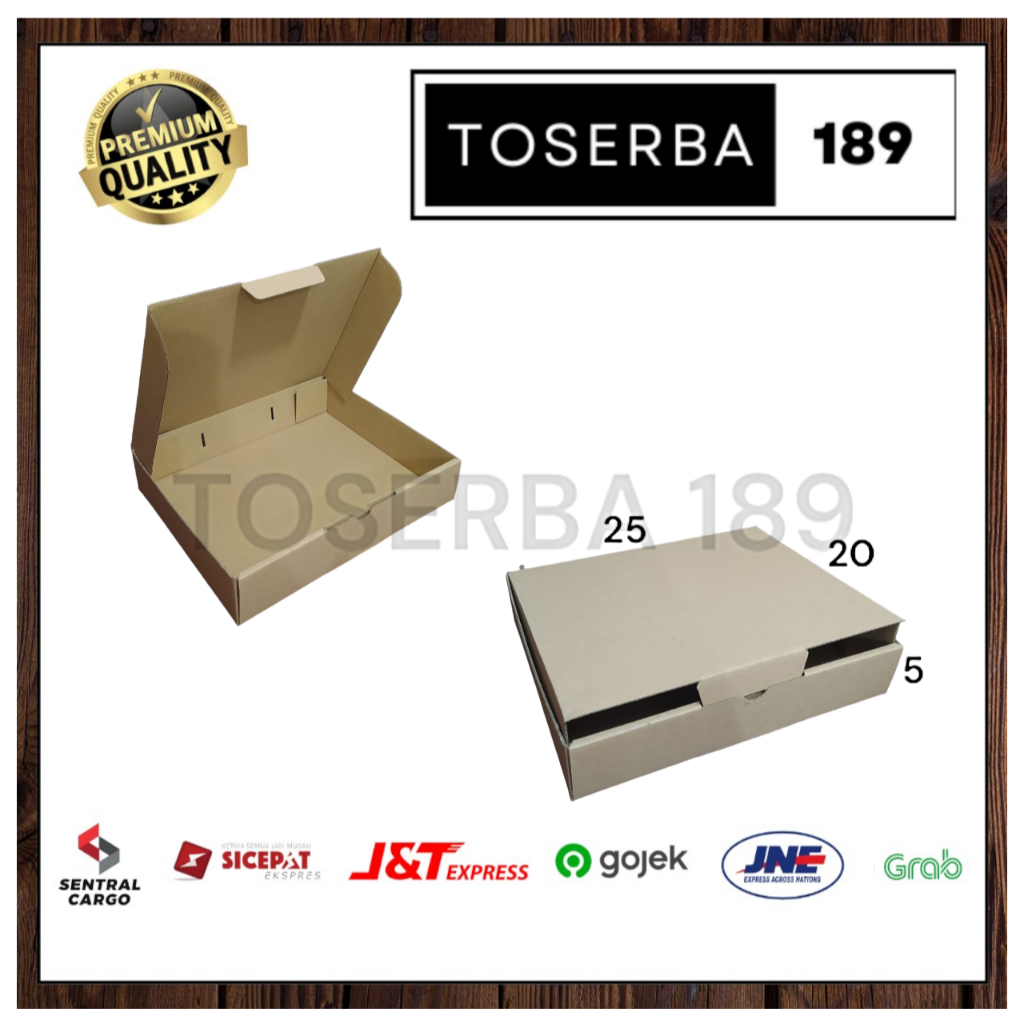 

kardus packing diecut/box pizza uk 25x20x5 cm lubang