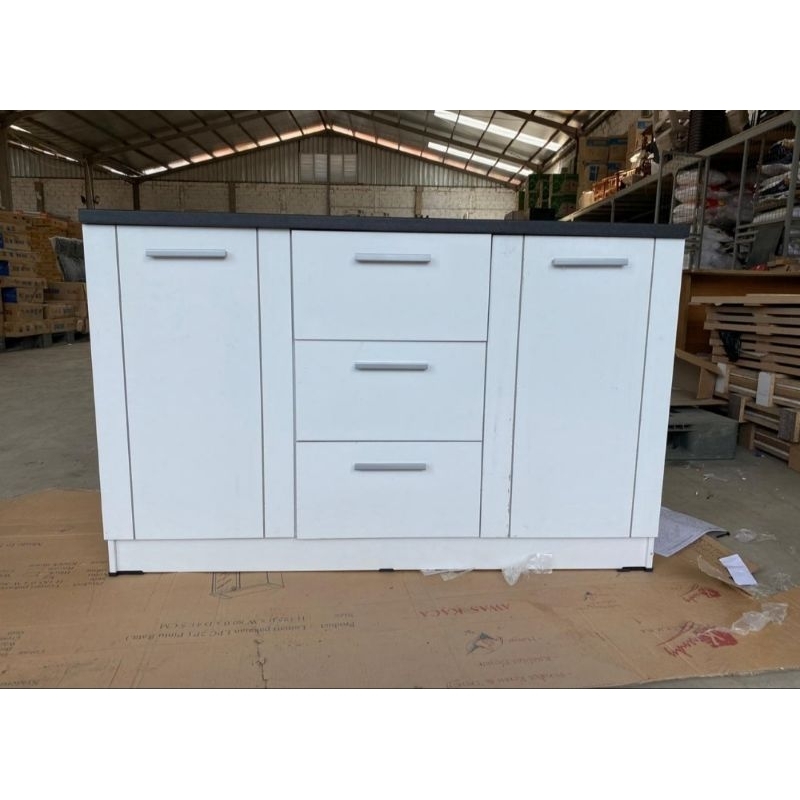 Kitchen set lemari dapur bawah 3 pintu putih - Bandung area saja