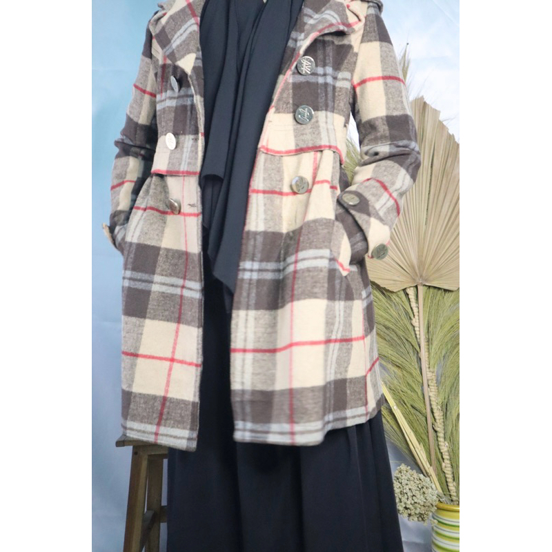 blazer wanita/jaket korean style/blazer kotak kotak (A020)