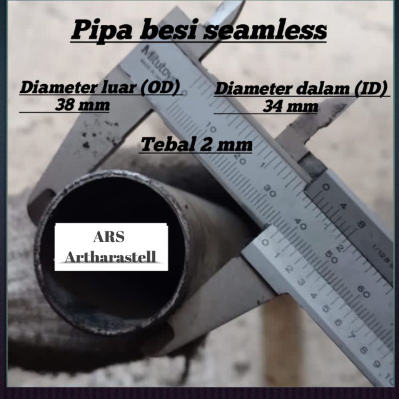 Pipa seamless od 38 mm id 34 mm tebal 2 mm