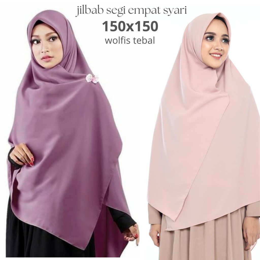jilbab segi empat wolfis jumbo 150X150/jilbab segi empat polos /jilbab syari jumbo /jilbab sigiempat