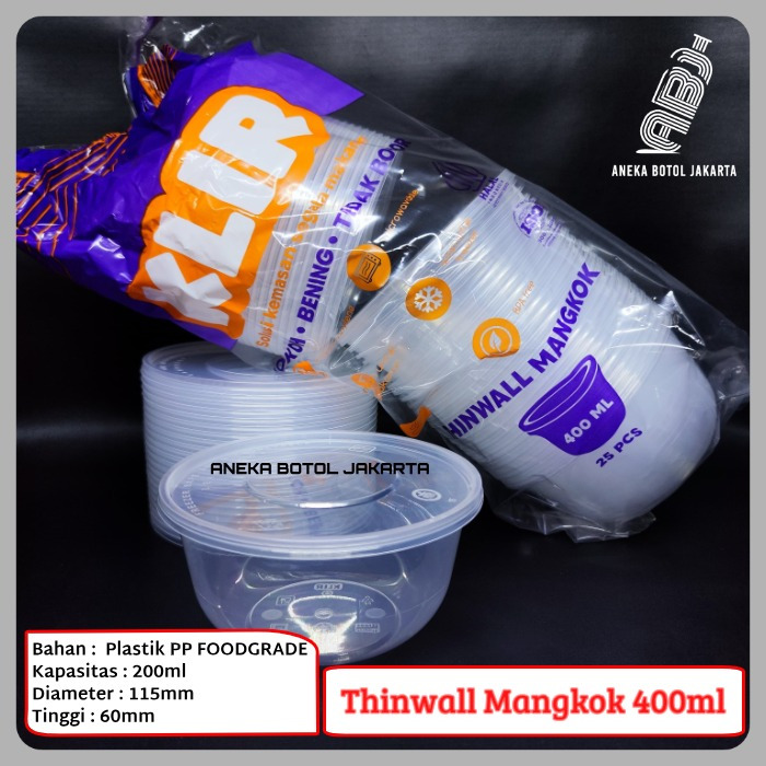 Thinwall klir mangkok 400ml / Thinwall klir bowl 400ml