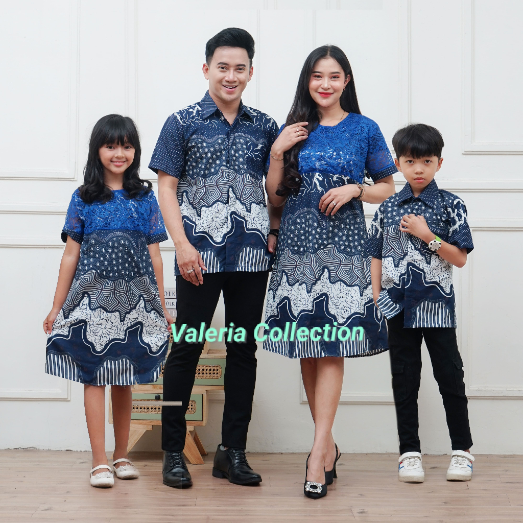 Baju Couple Keluarga Ayah Ibu Anak Laki-Laki Anak Perempuan Dress Brokat Pasangan Pria Wanita Lengan