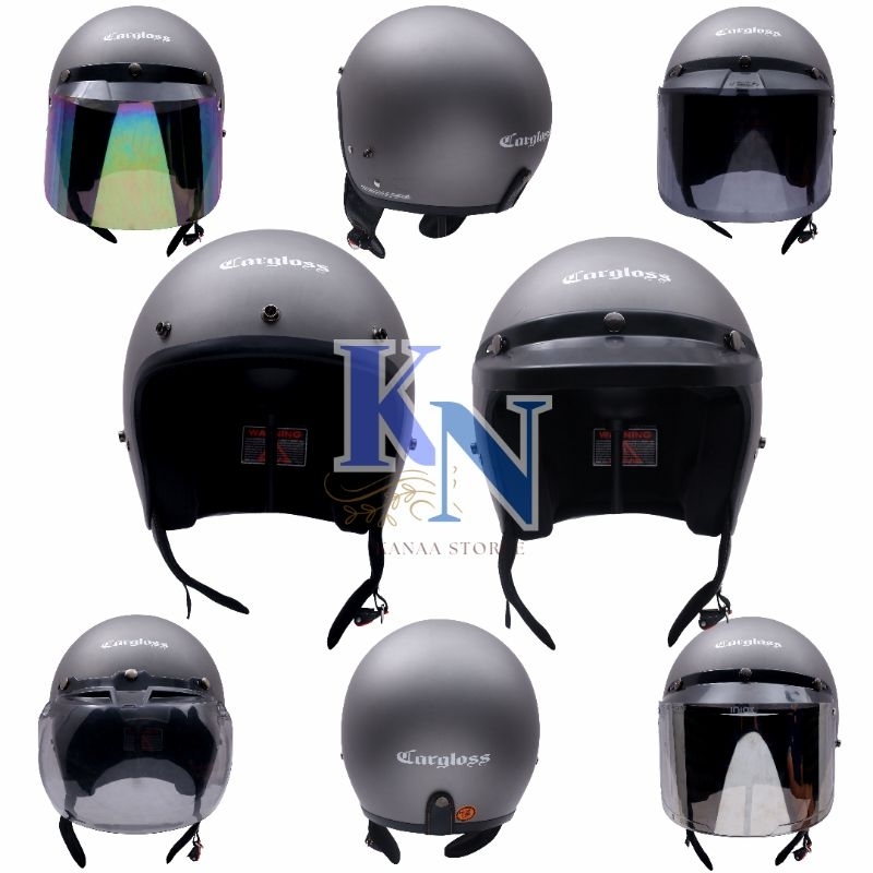HELM CARGLOSS SNI SILVER DOP LIST HITAM