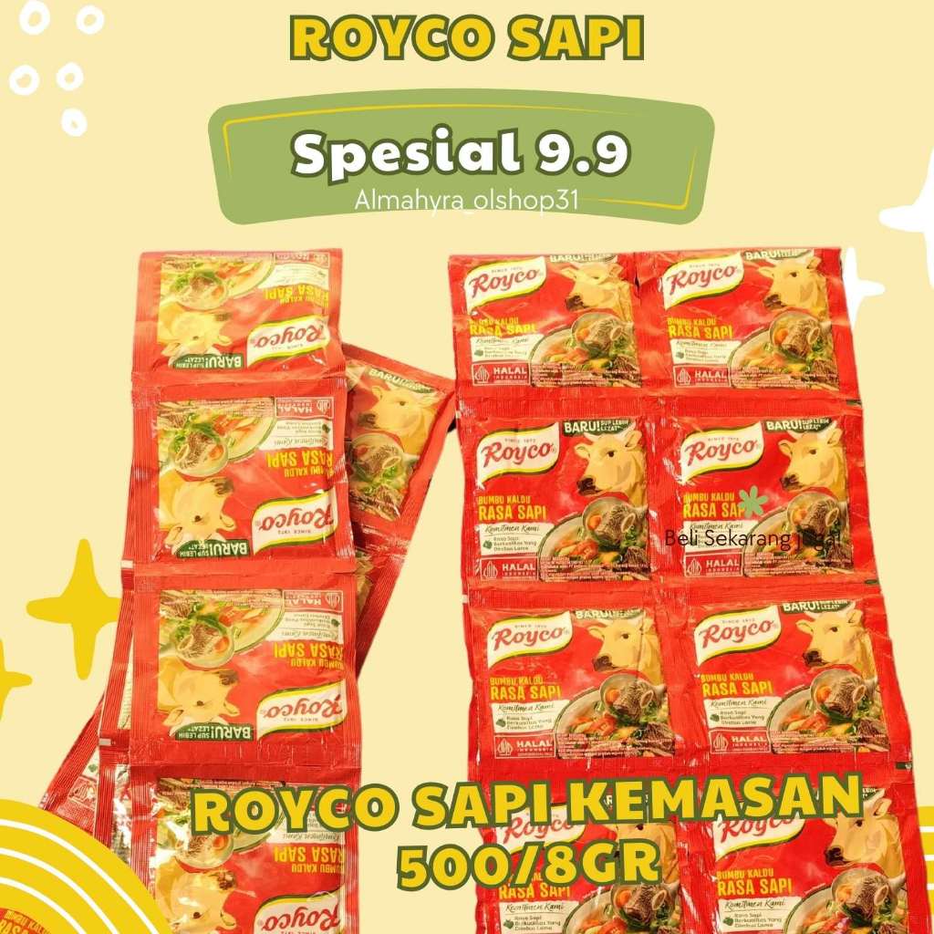 

Royco Bumbu Kaldu Sapi Kemasan Sachet 8 gram / penyedap rasa