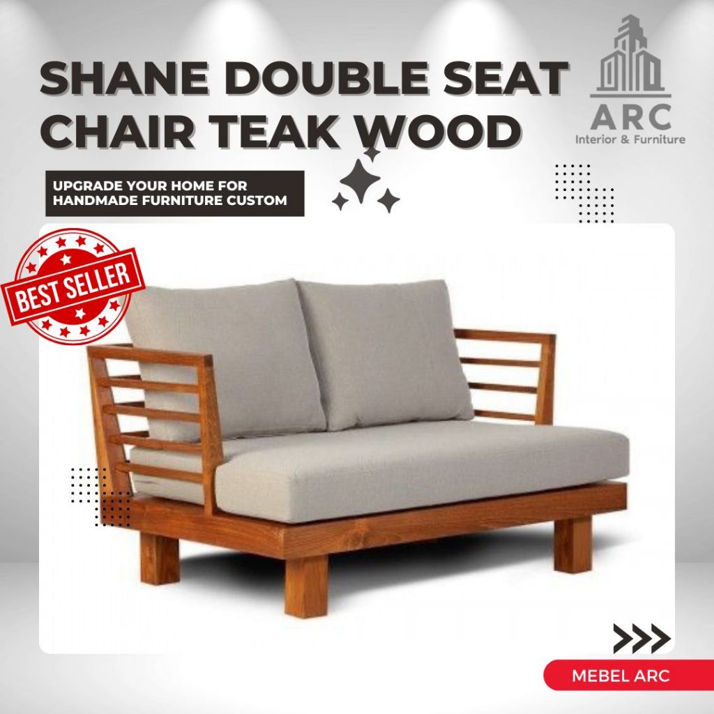Kursi Sofa Bench Double Seater Kayu Jati / Sofa Bench Minimalis