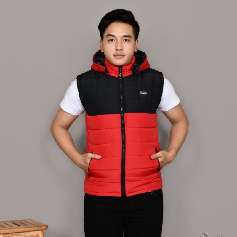 Rompi motor hoodie pria dua warna Rompi hoodie bisa di lepas Rompi outdoor keren