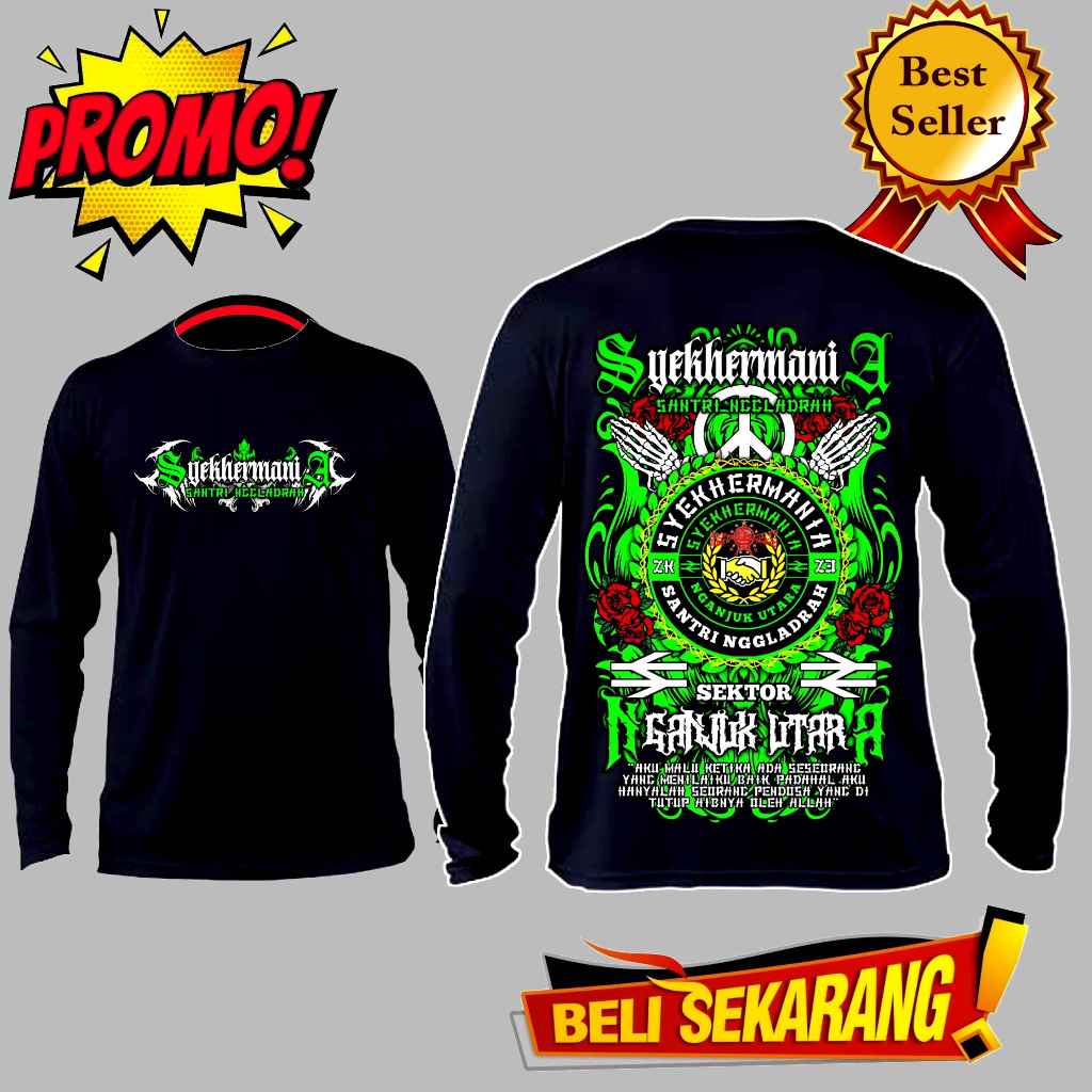 kaos shyekhermania kota nganjuk / kaos lengan panjang syekhermania