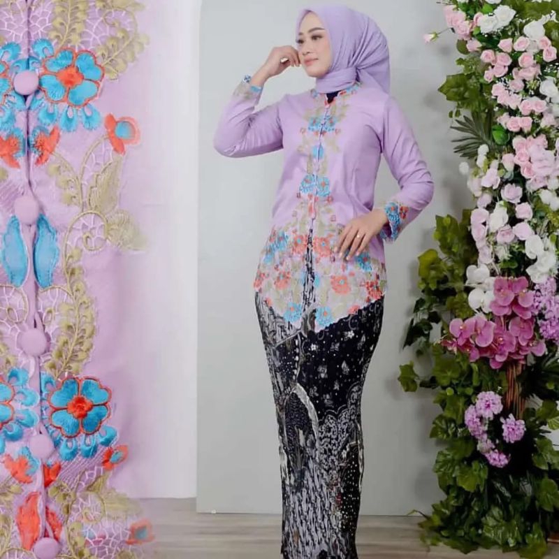 TERLARIS SETELAN KEBAYA encim motif bunga//kebaya encim dewasa//kebaya kerja encim WANITA dewasa