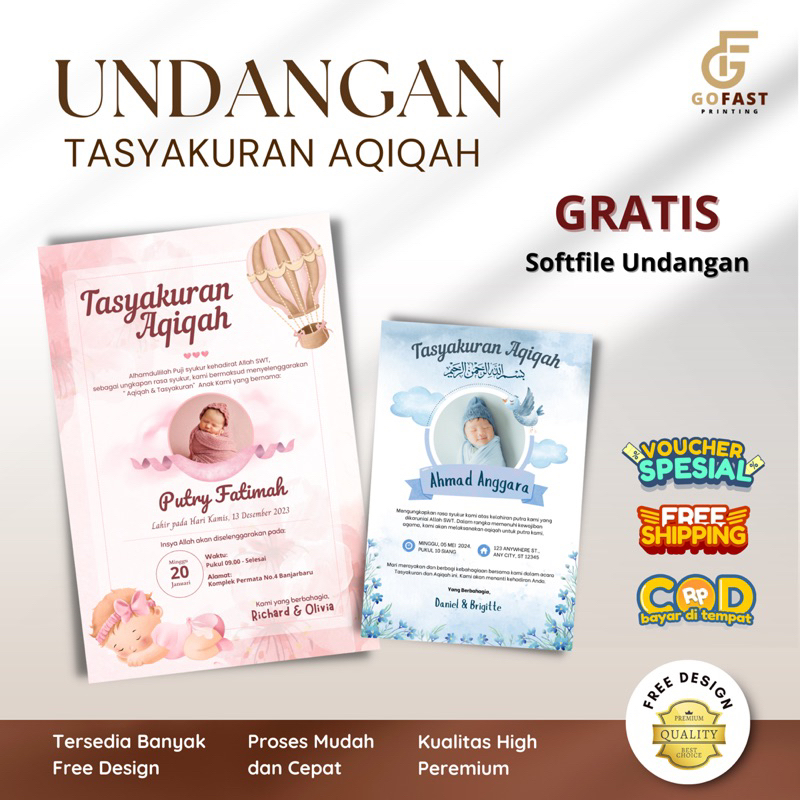 UNDANGAN TASMIYAH/ UNDANGAN AQIQAH /UNDANGAN TASYAKURAN GRATIS DESIGN