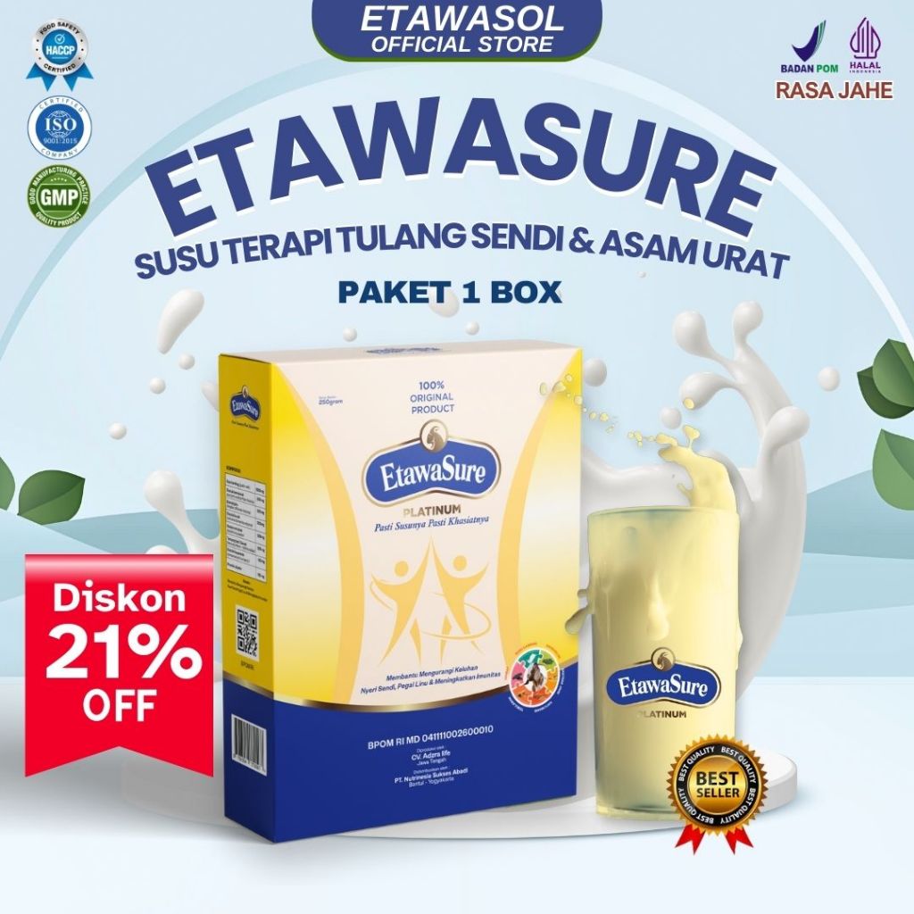 

Etawasure Susu Etawa Untuk Pegal Linu, Nyeri Sendi dan Tulang Susu Kambing Etawa Kemasan 1 Box 250gr