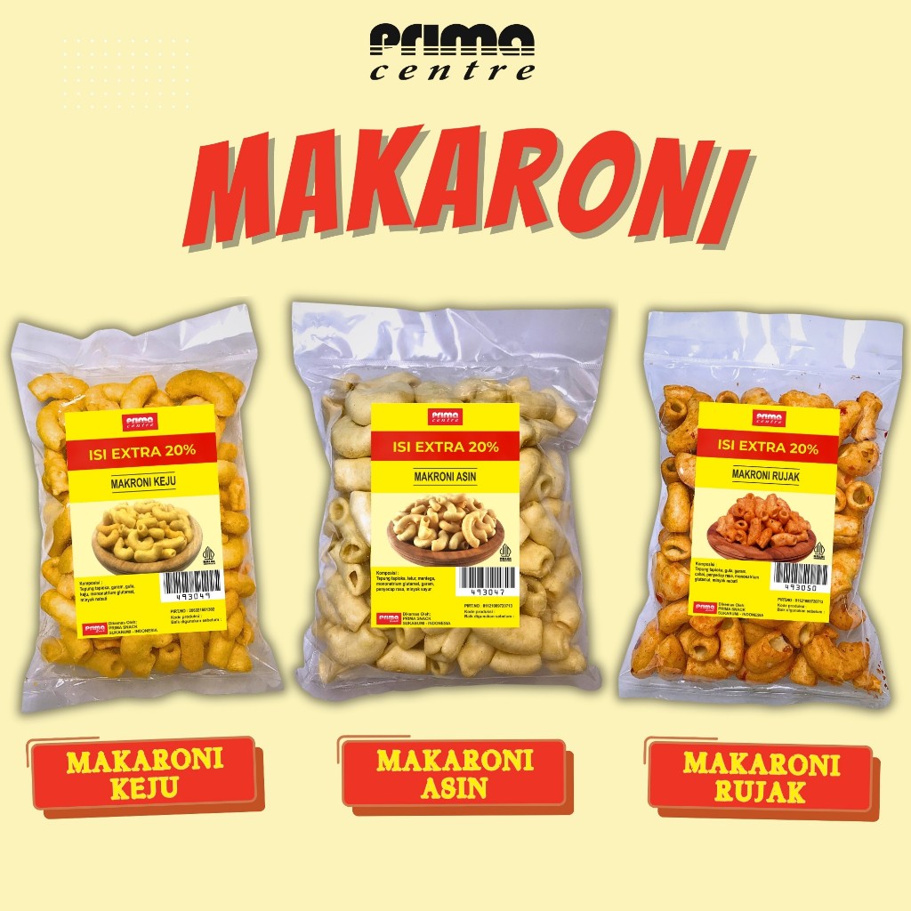 

(PS3) MAKARONI BUMBU RUJAK PEDAS MANIS 90gr / MAKRONI ORIGINAL ASIN 95gr / MAKRONI KEJU 75gr